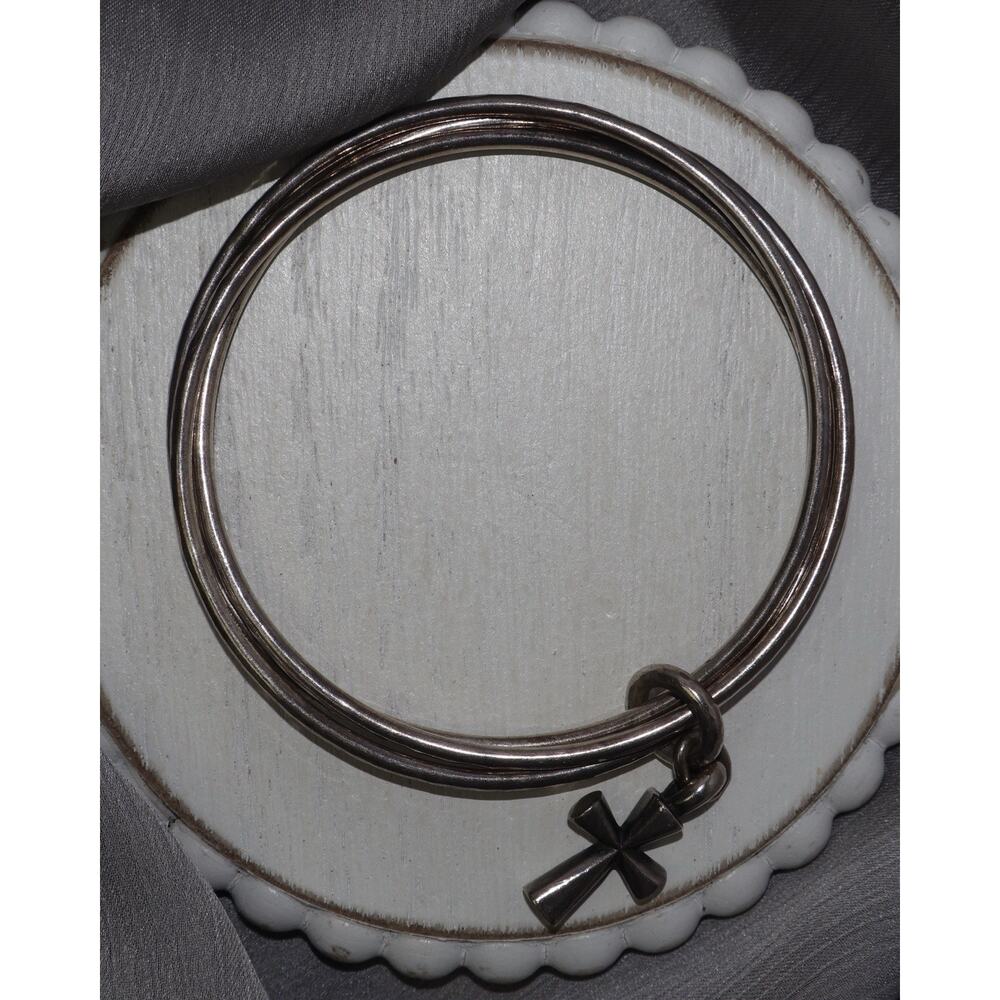 Retired James Avery 925 St.Teresa Cross Bangle Bracelet 41.5G/8in